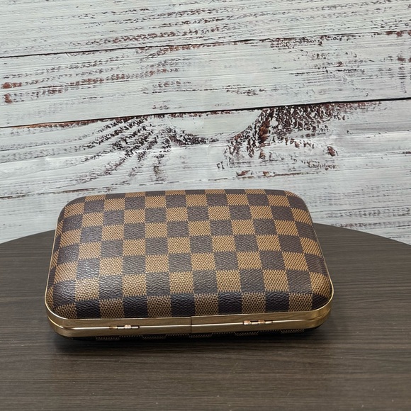 Daisy Rose Brown Checkered Bag with Chain - Picture 2 of 5